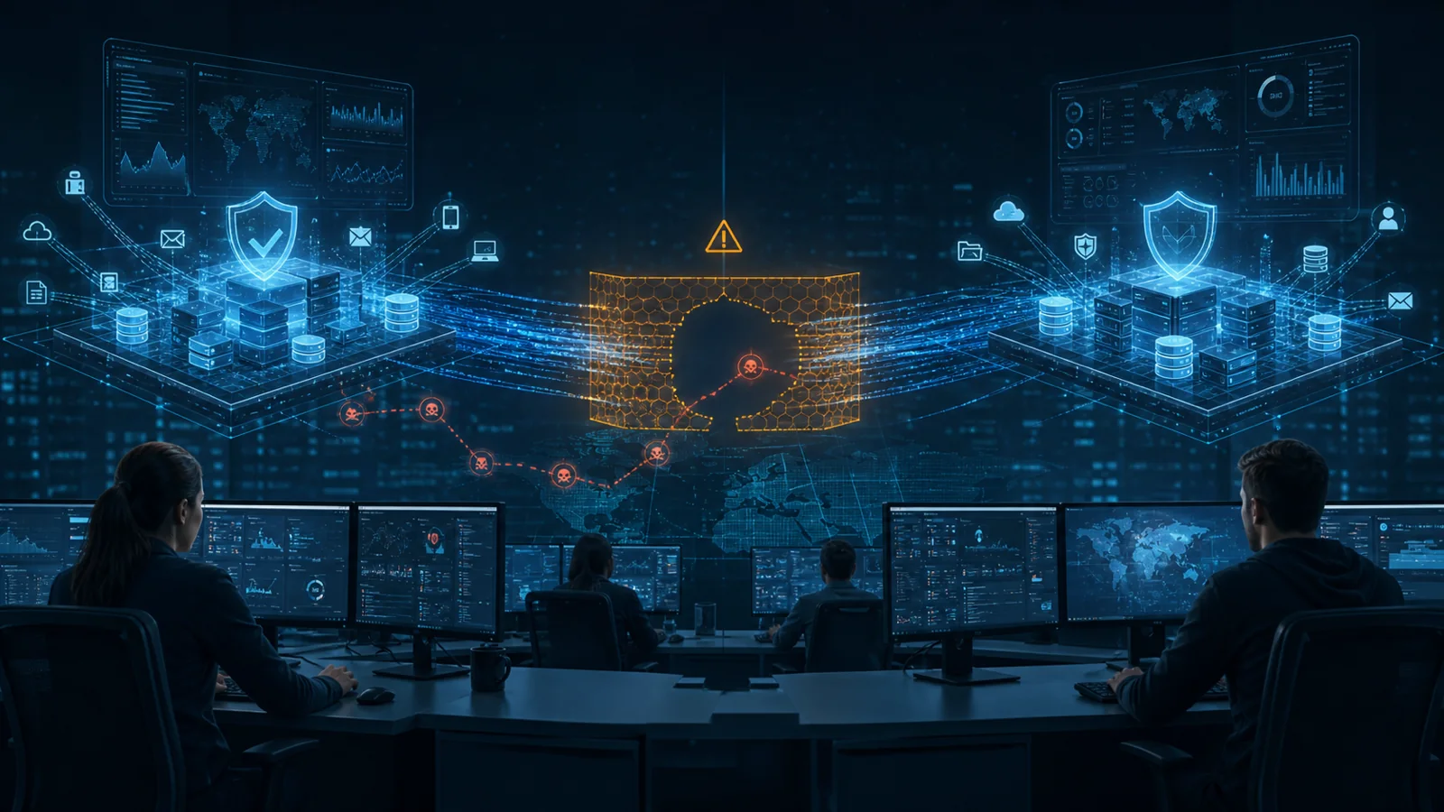 A transition between security monitoring platforms creates a temporary visibility gap while a SOC team watches for threats.