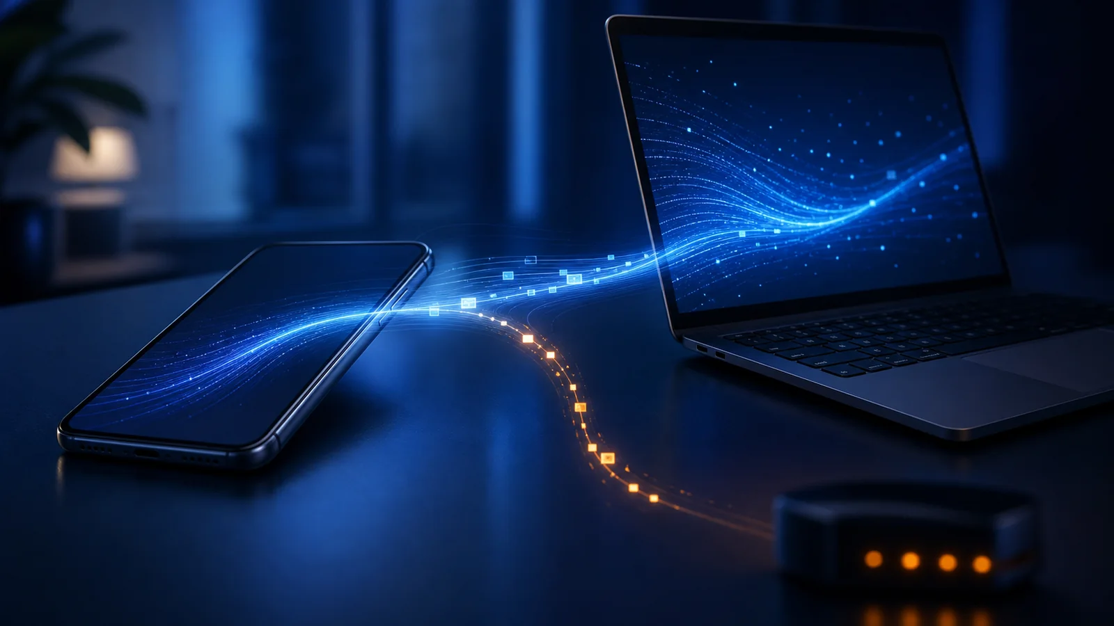 Nearby personal devices sharing data seamlessly while an untrusted path exposes the risk created by verification happening too late.