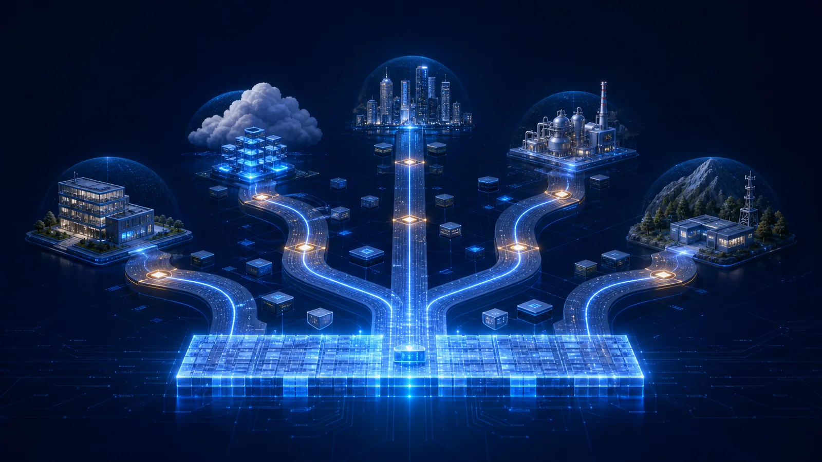 A shared security baseline supporting several contextual architectural paths that reach the same protected outcome through different controls.