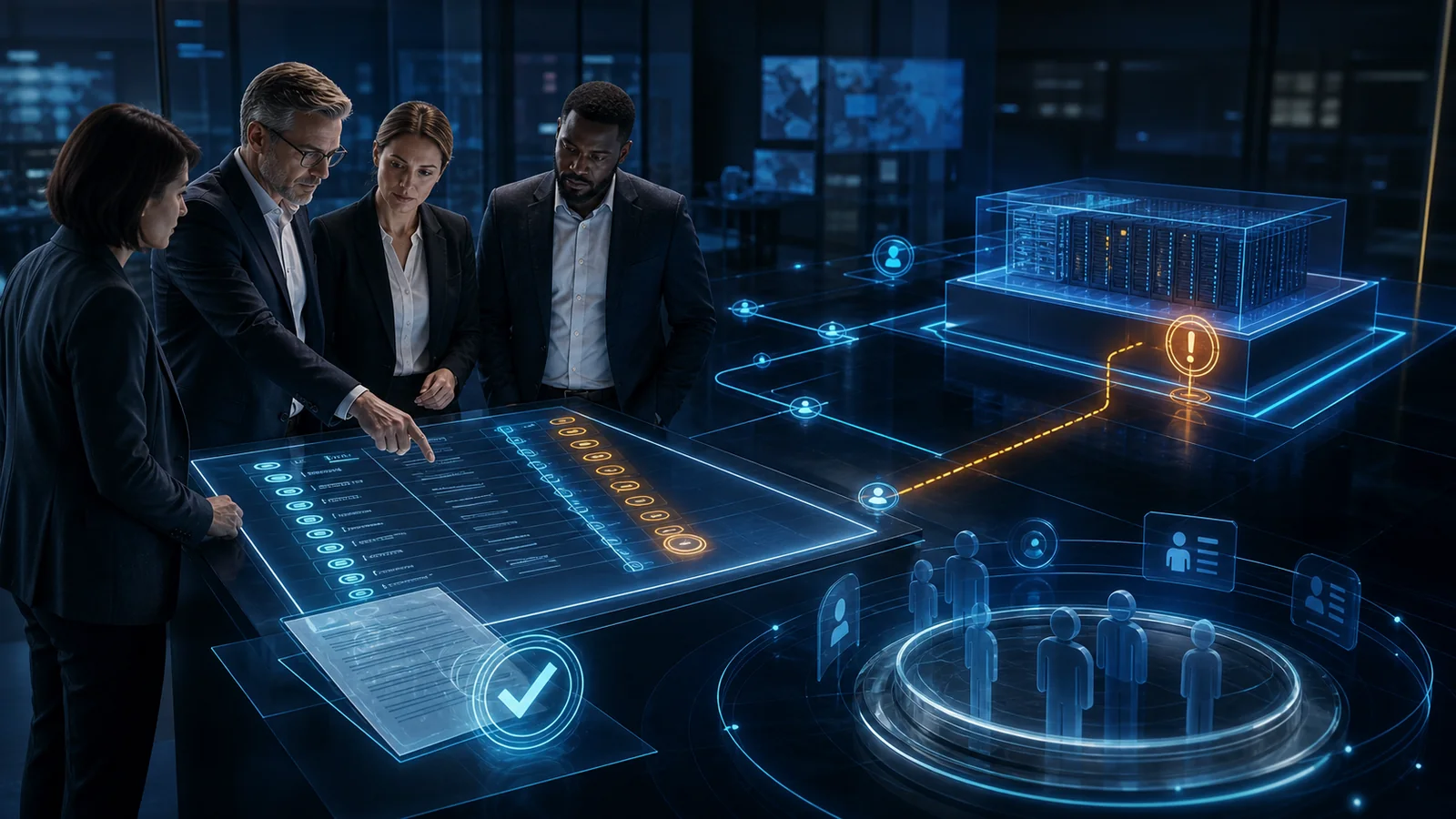 Business and security leaders approve a documented risk while an amber exposure path remains connected to the organisation's systems.