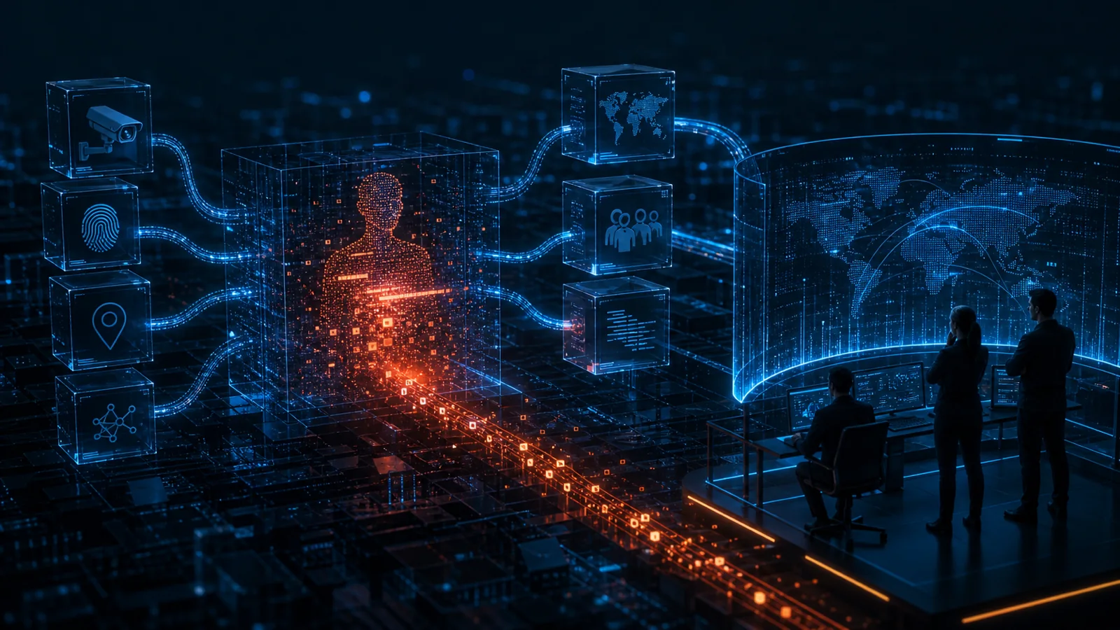 A hidden personal-data exposure becomes visible through connected monitoring, data context and an incident-response team.